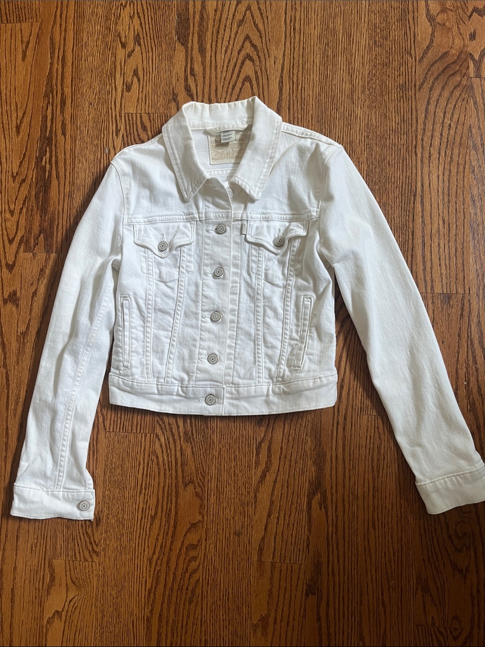 Levi's White Cropped Denim Jacket